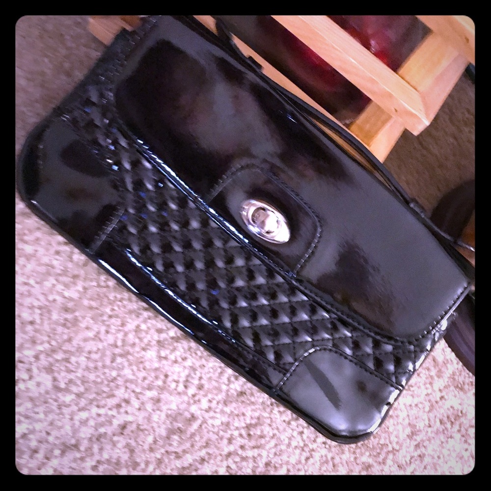 Maxx patent little black clutch
